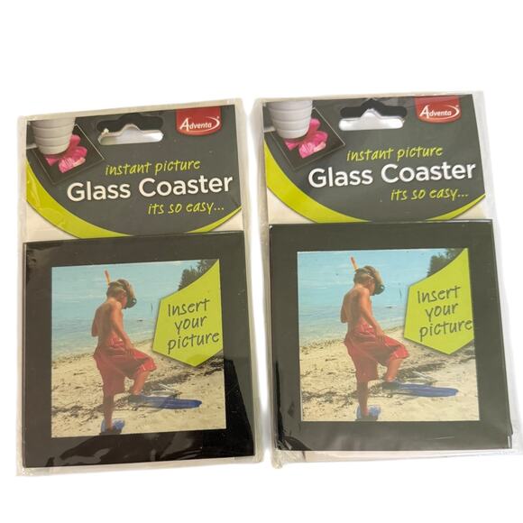 Adventa Insta Picture Glass Coaster Insert Your Own Photo - Picture 1 of 2